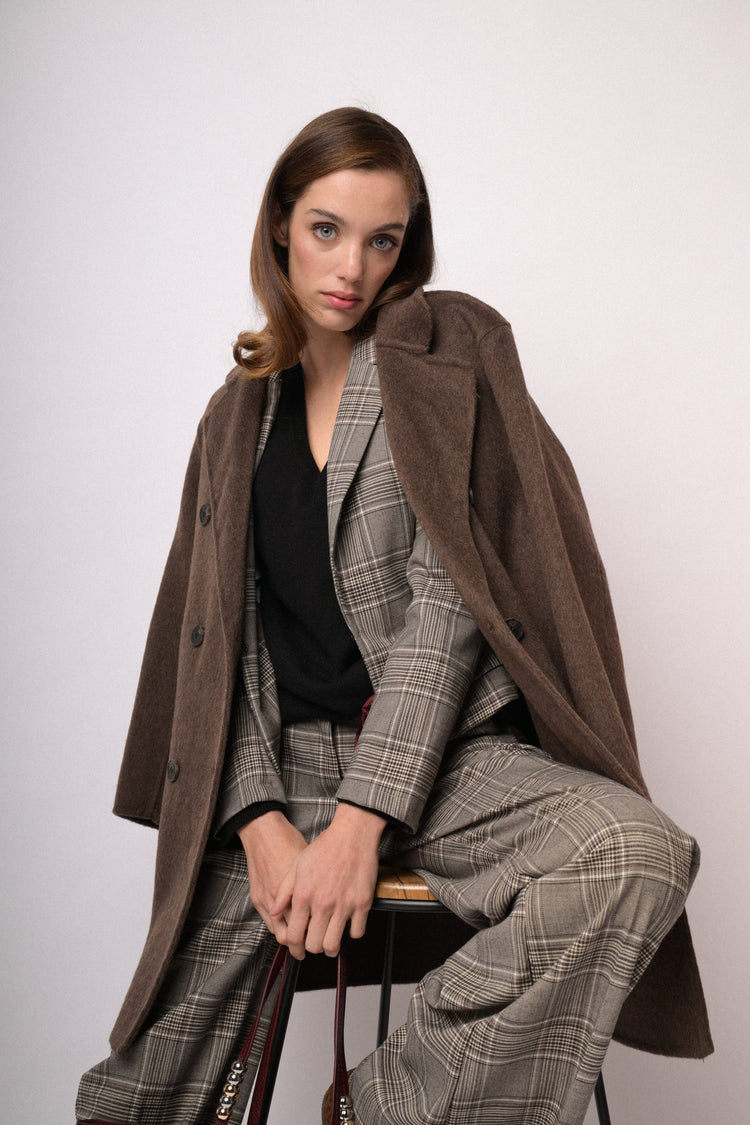 Cappotto doppiopetto testa di moro in misto lana