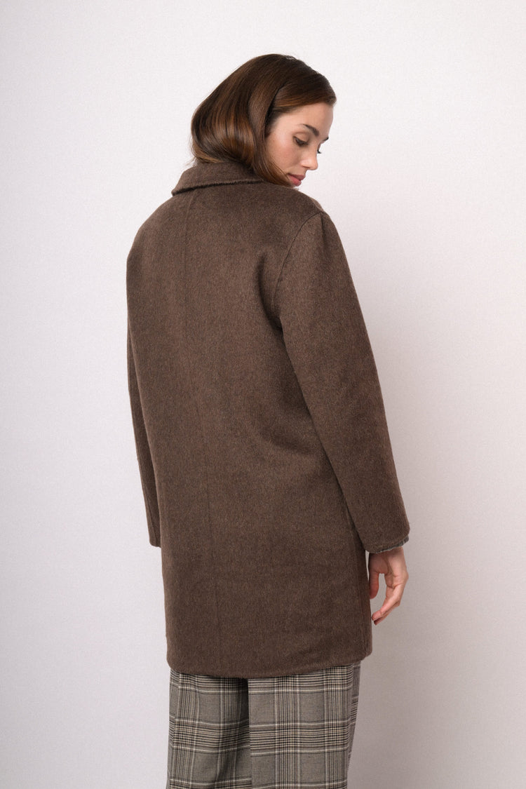 Cappotto doppiopetto testa di moro in misto lana