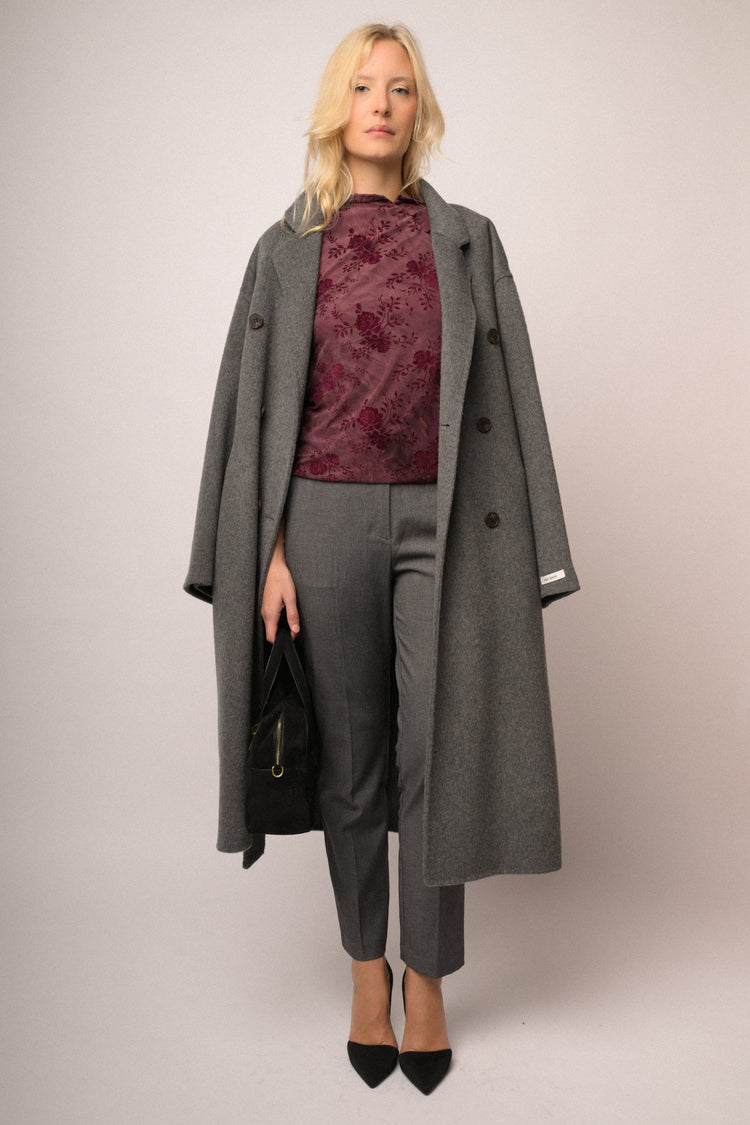 Cappotto doppio petto cintura misto lana