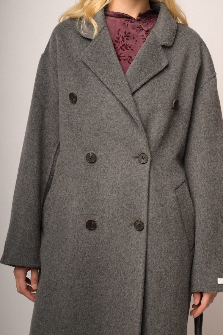 Cappotto doppio petto cintura misto lana