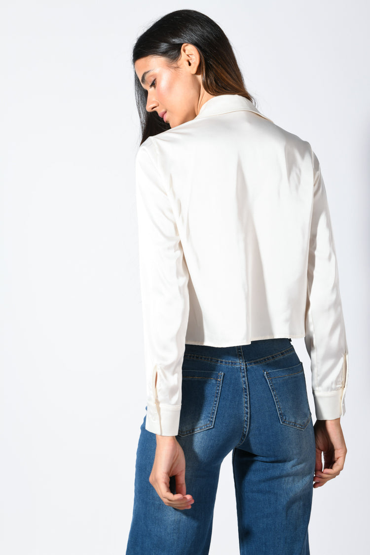 Camicia crop in raso