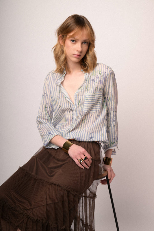 Casacca con bottoni riga e fiori