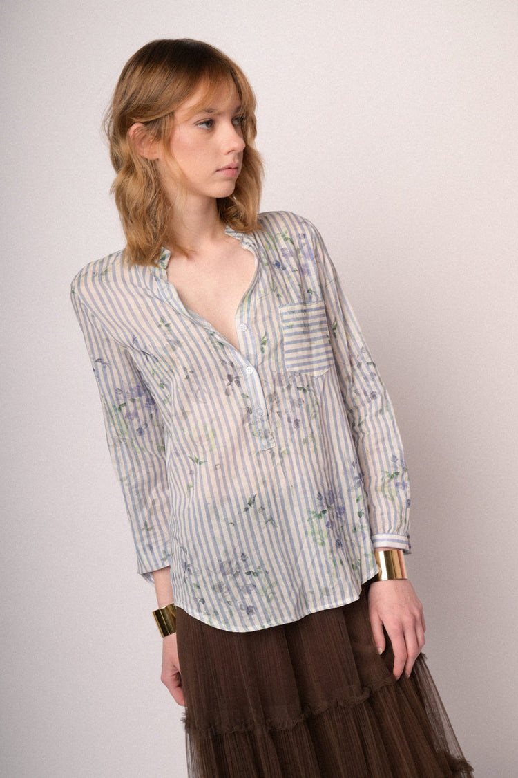 Casacca con bottoni riga e fiori