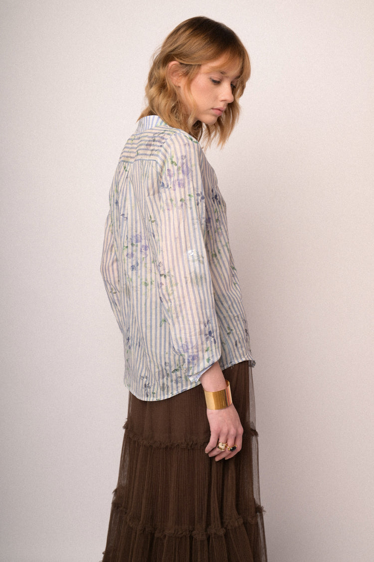 Casacca con bottoni riga e fiori