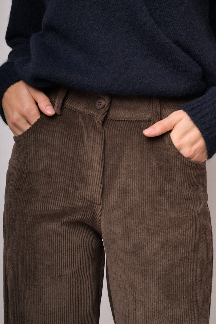 Pantaloni palazzo in velluto a coste testa di moro