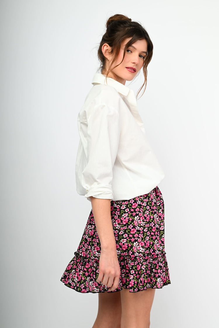 Minigonna a stampa micro floreale