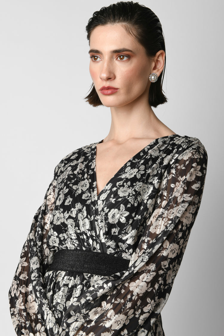 Abito a balze con stampa floreale