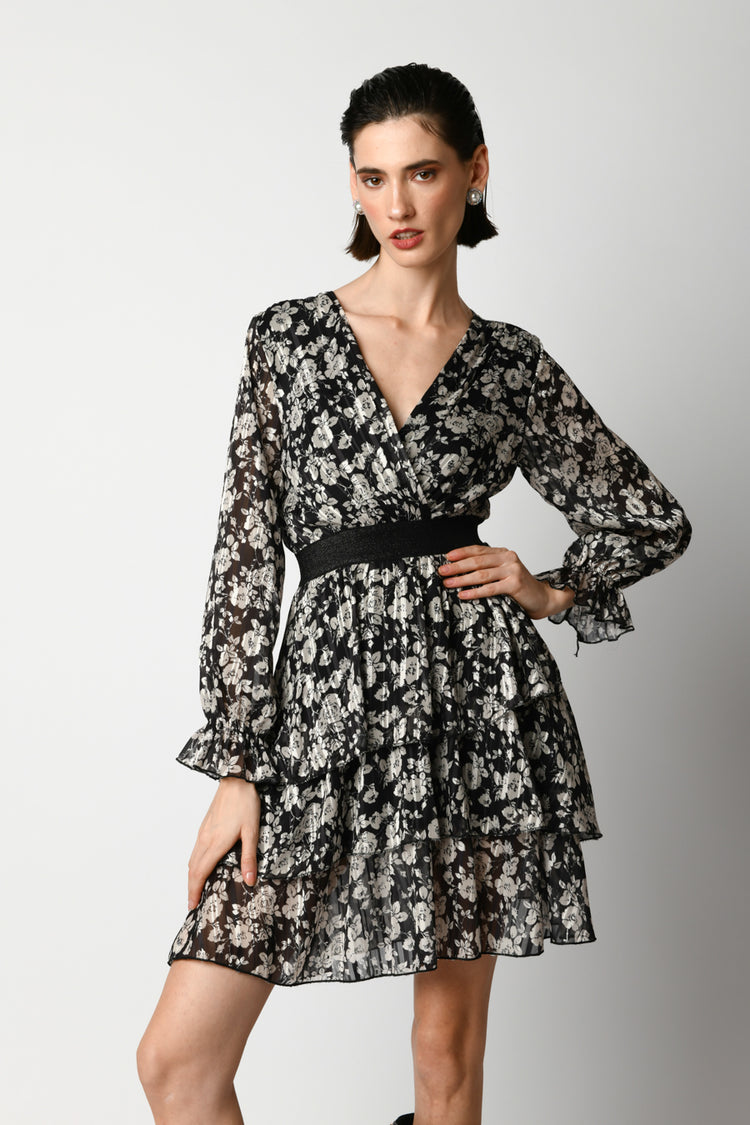 Abito a balze con stampa floreale