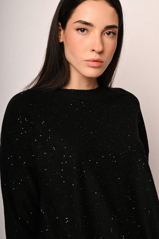 Maglia basic con micro paillettes