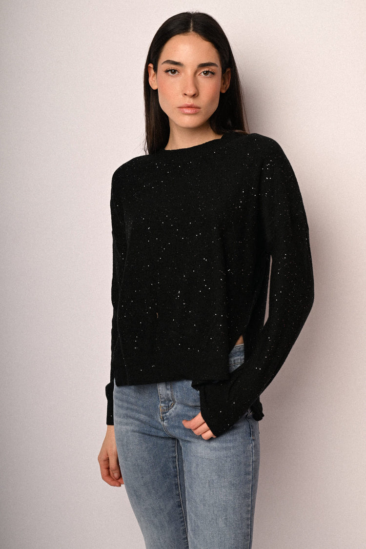 Maglia basic con micro paillettes