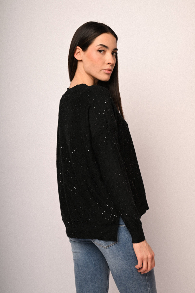 Maglia basic con micro paillettes