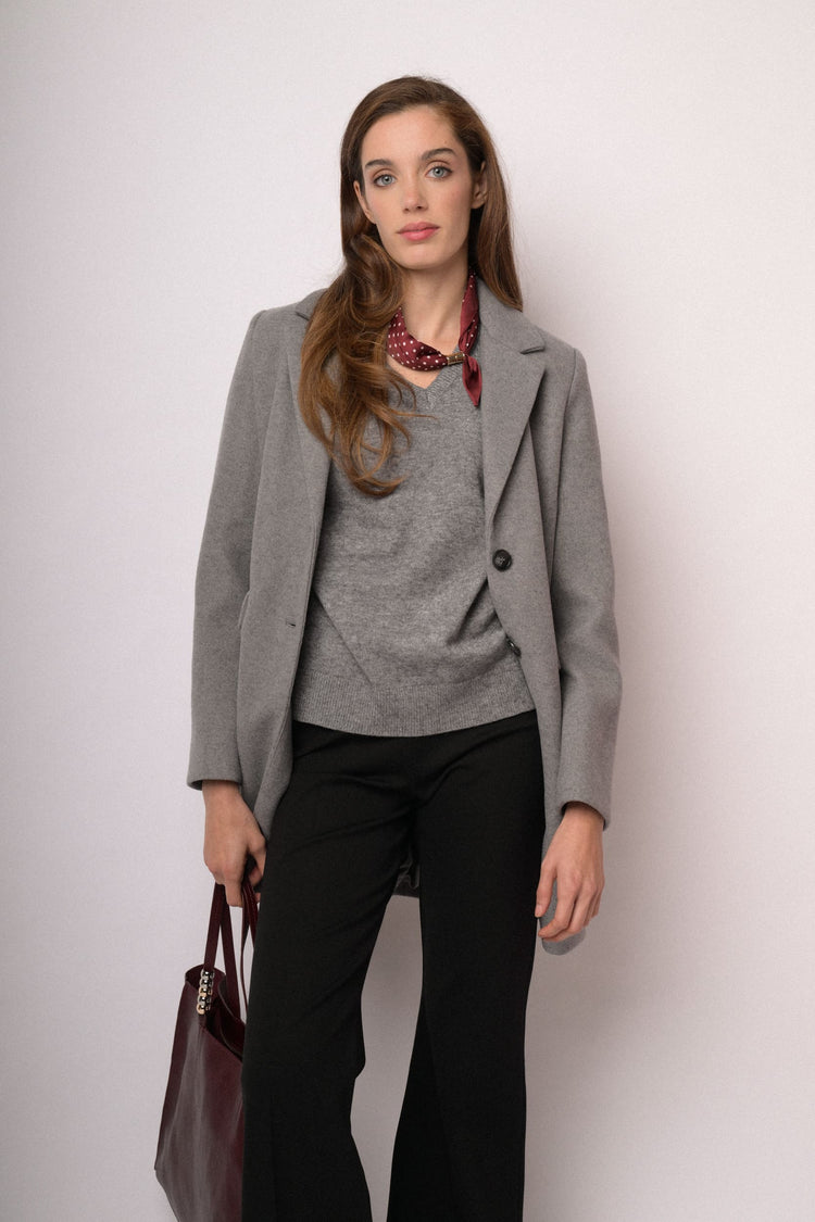 Cappotto sartoriale grigio in misto lana