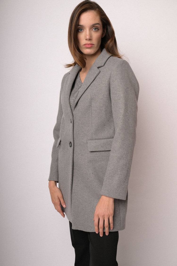 Cappotto sartoriale grigio in misto lana
