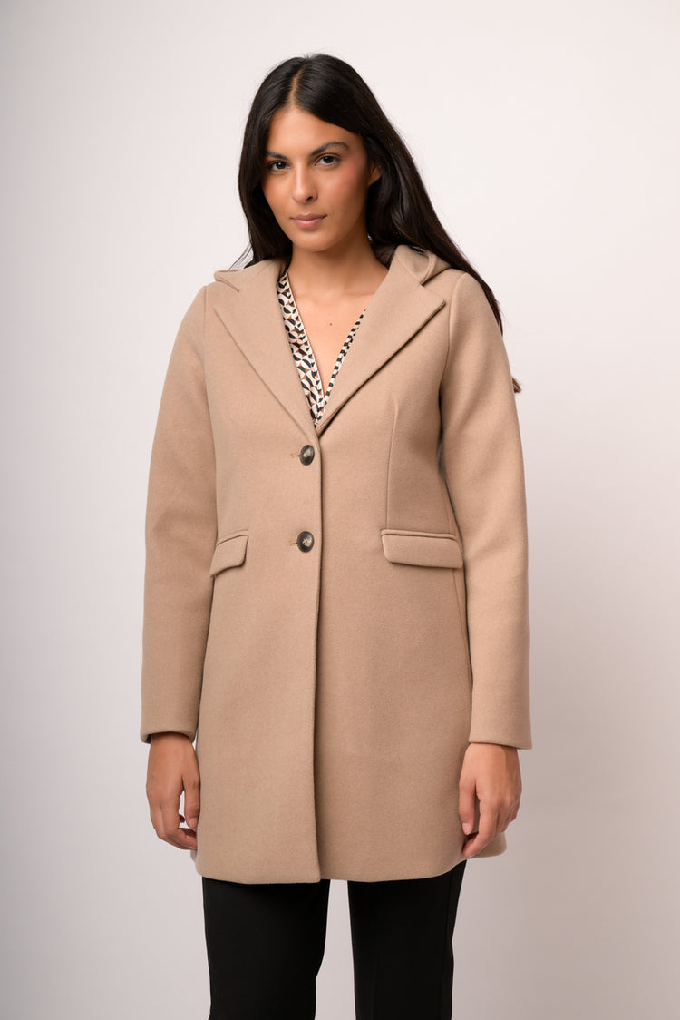 Cappotto misto lana con cappuccio
