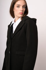 Cappotto nero con cappuccio