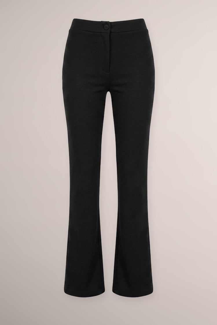 Pantaloni in jersey felpato nero a gamba svasata