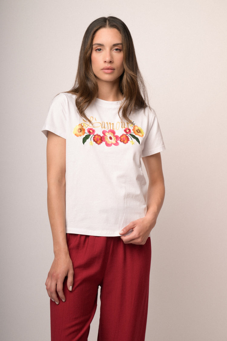 Maglia con ricamo l amour