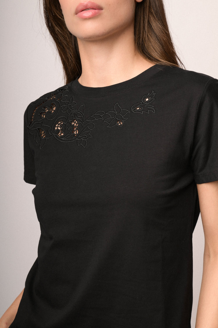 Maglia con ricamo fiori