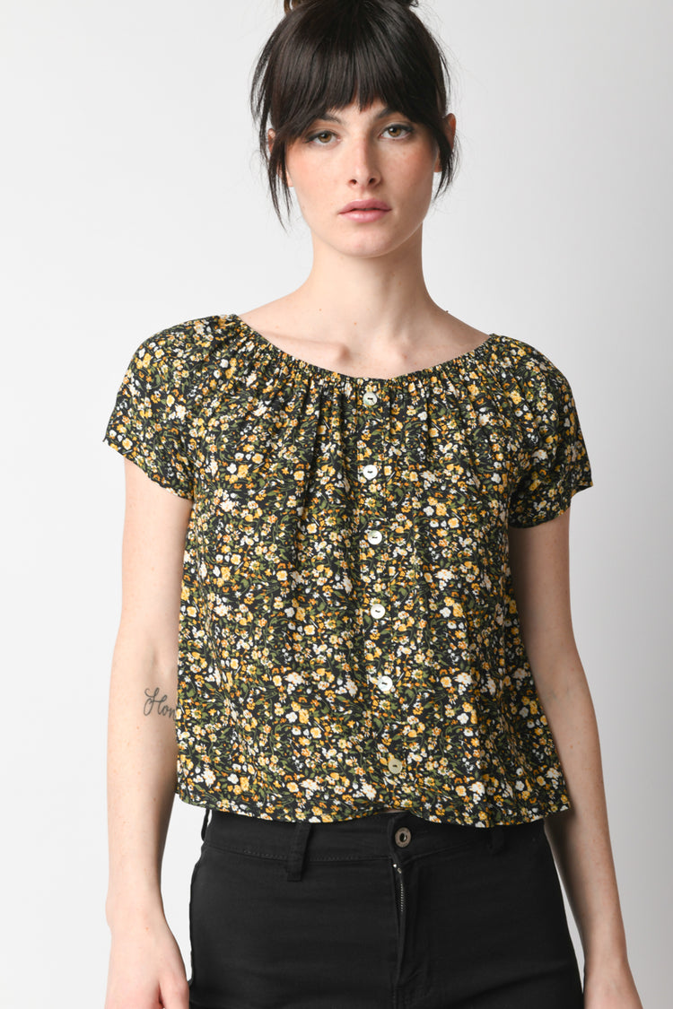 Top a stampa micro floreale