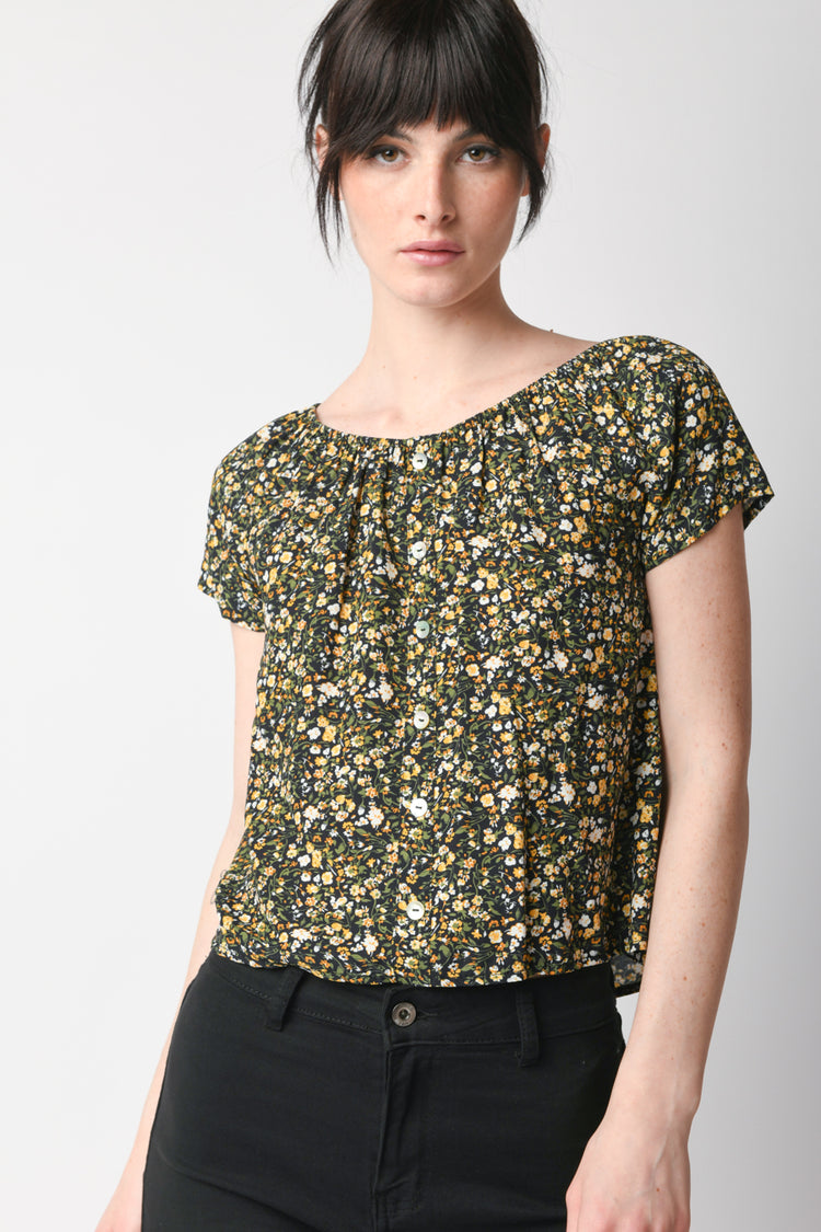 Top a stampa micro floreale