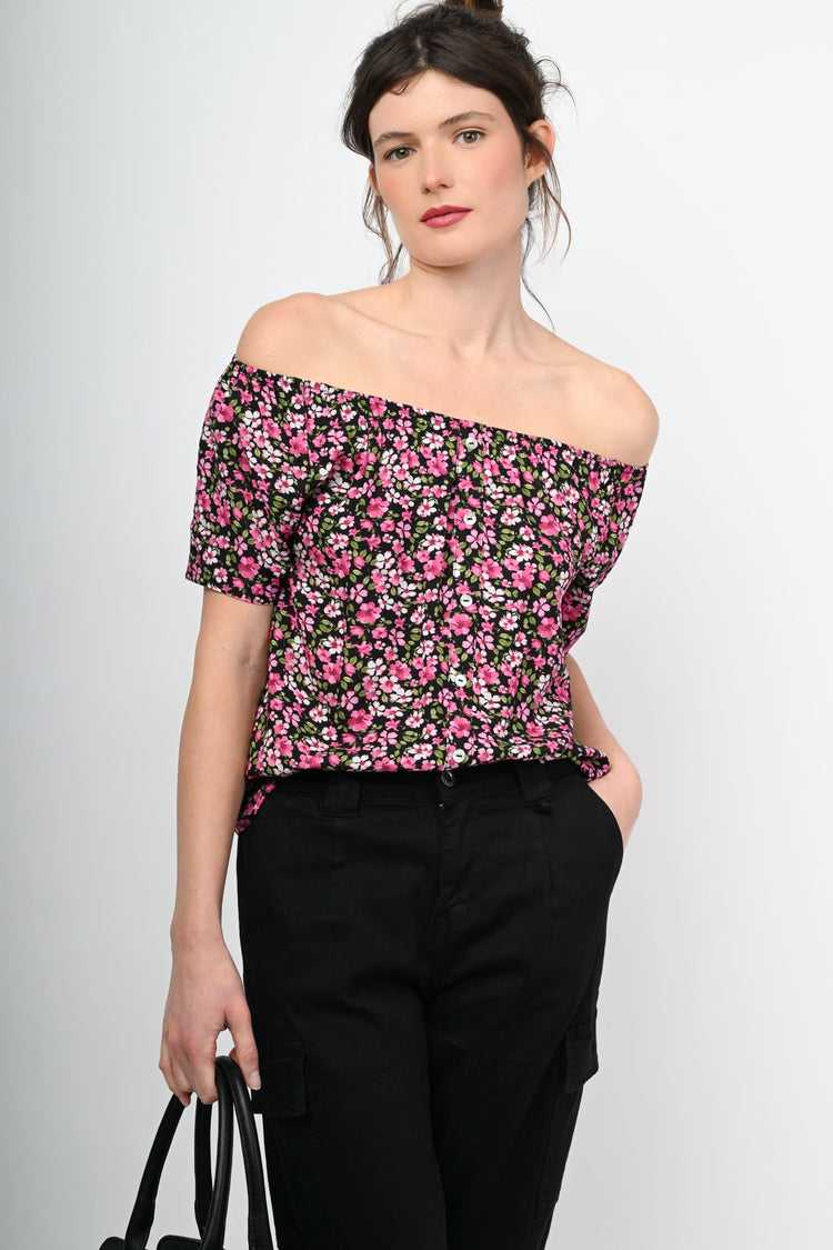 Top a stampa micro floreale