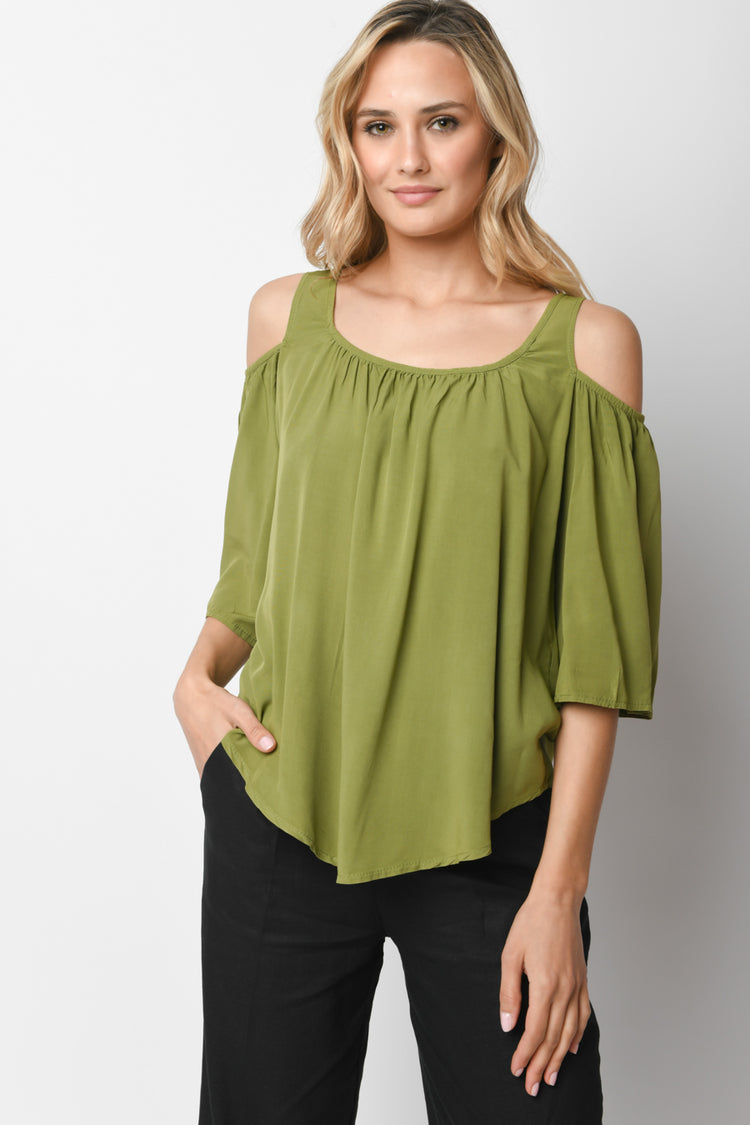 Blusa in viscosa con cut-outs