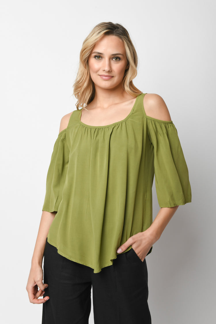 Blusa in viscosa con cut-outs