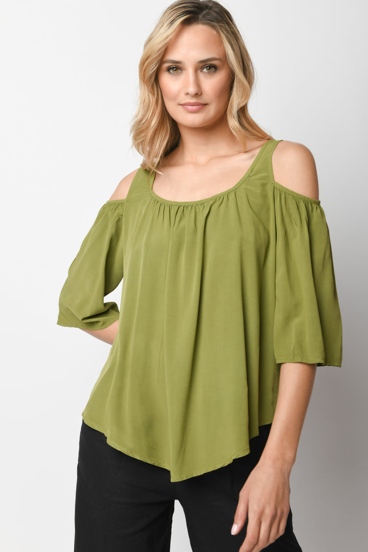 Blusa in viscosa con cut-outs