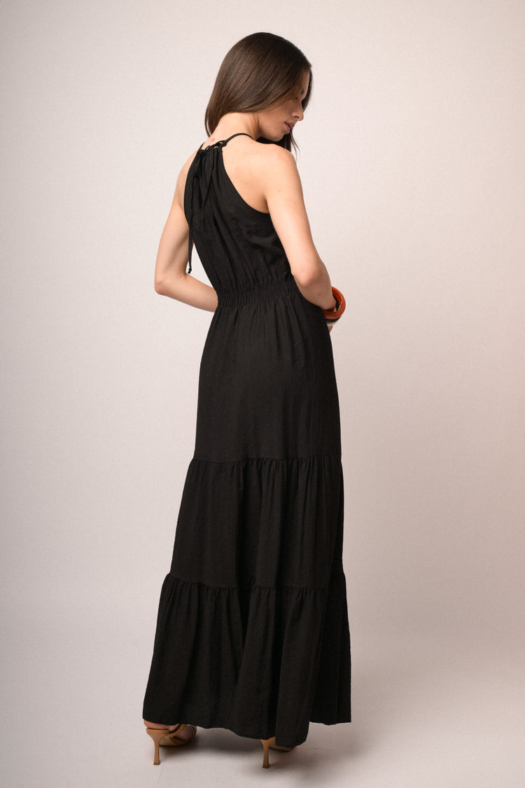 Abito lungo con balze crespo