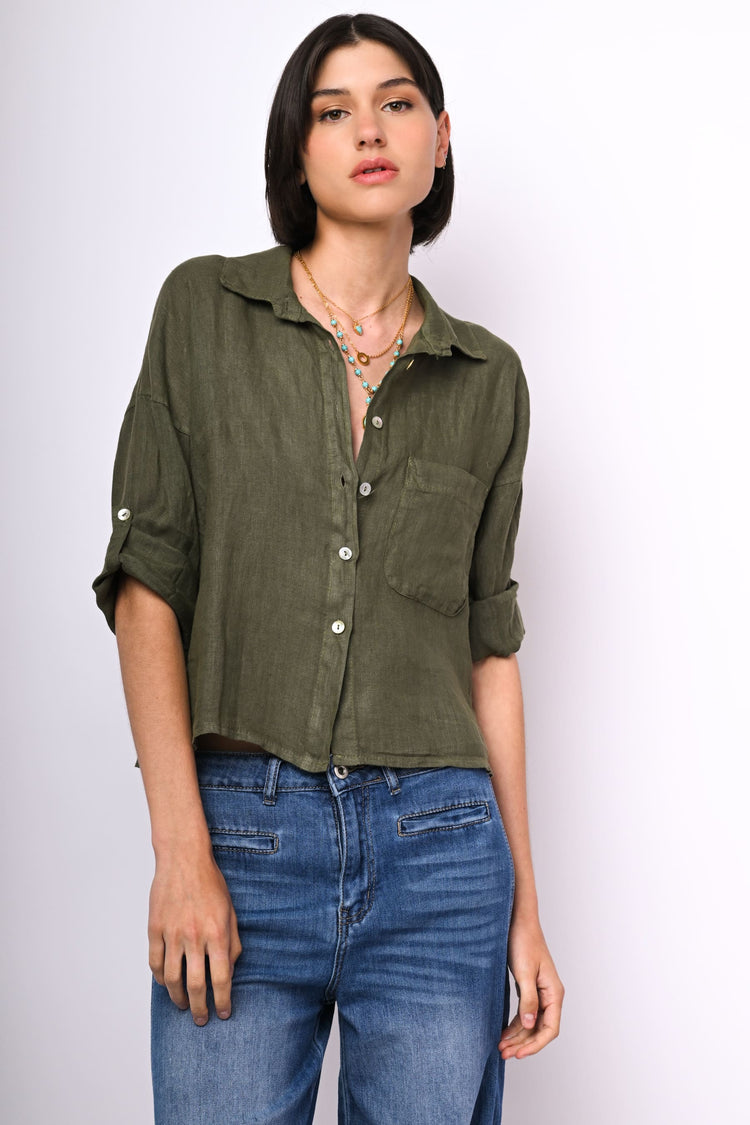 Camicia corta in lino