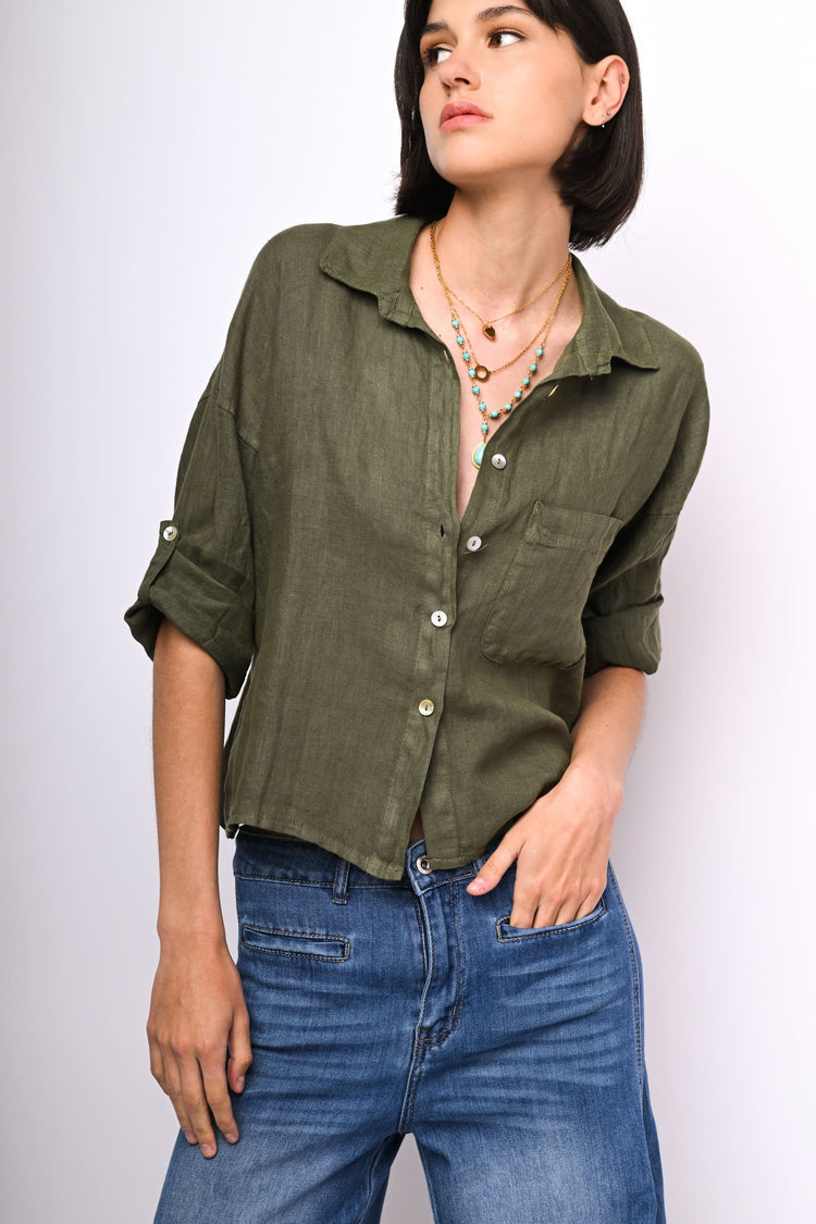 Camicia corta in lino