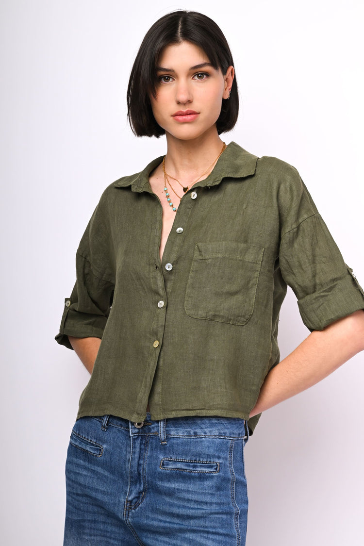 Camicia corta in lino