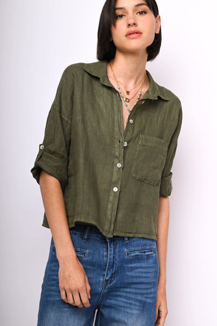 Camicia corta in lino