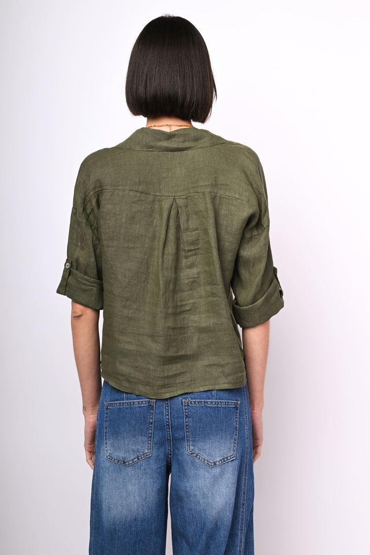 Camicia corta in lino