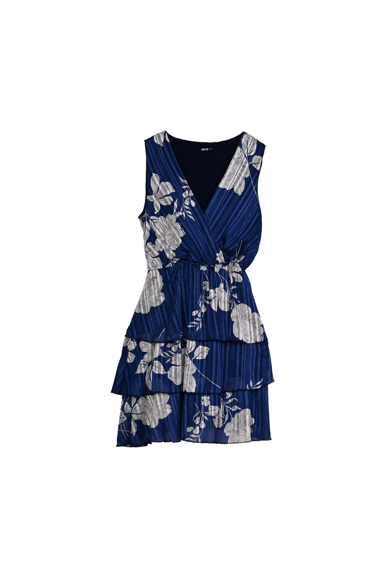 Mini abito a balze con stampa floreale