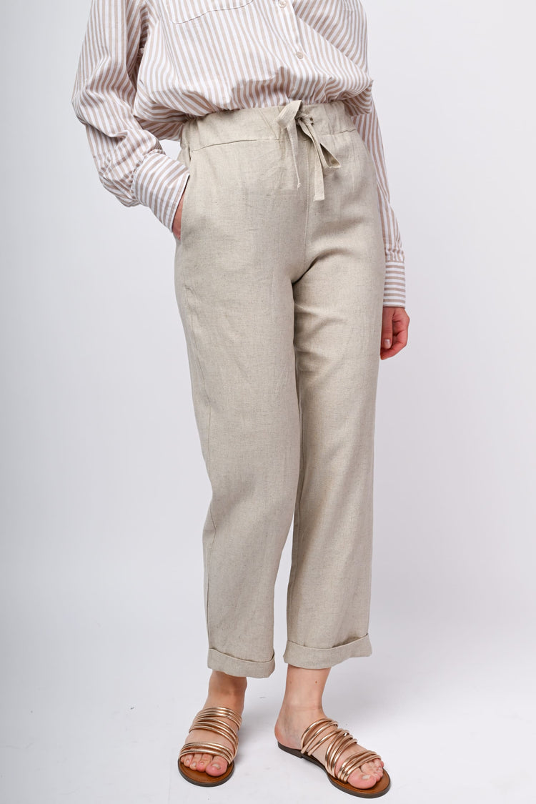 Pantaloni in lino e viscosa