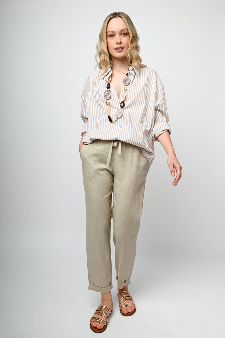 Pantaloni in lino e viscosa