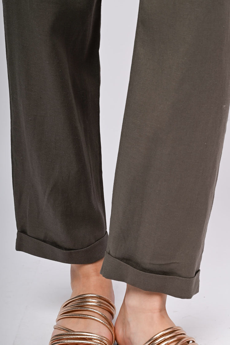 Pantaloni in lino e viscosa