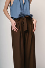 Pantaloni misto viscosa con cintura
