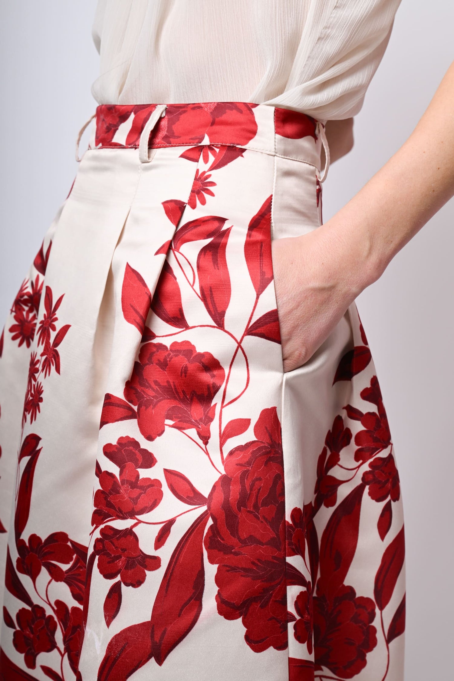 Gonna midi a stampa floreale - Main Image