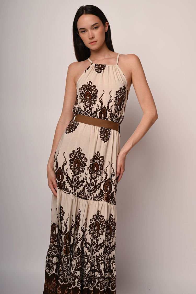 Abito lungo a stampa etnica