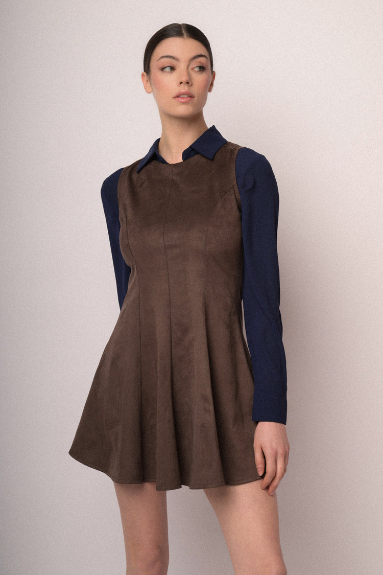 Mini abito in faux suede