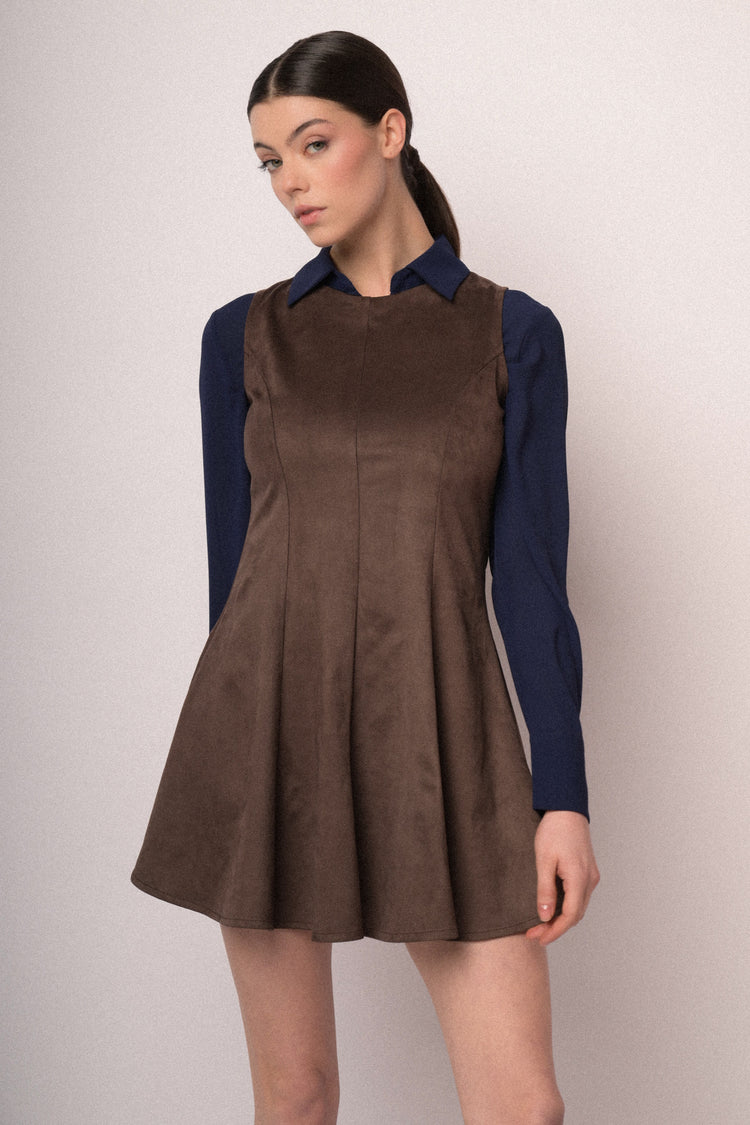 Mini abito in faux suede