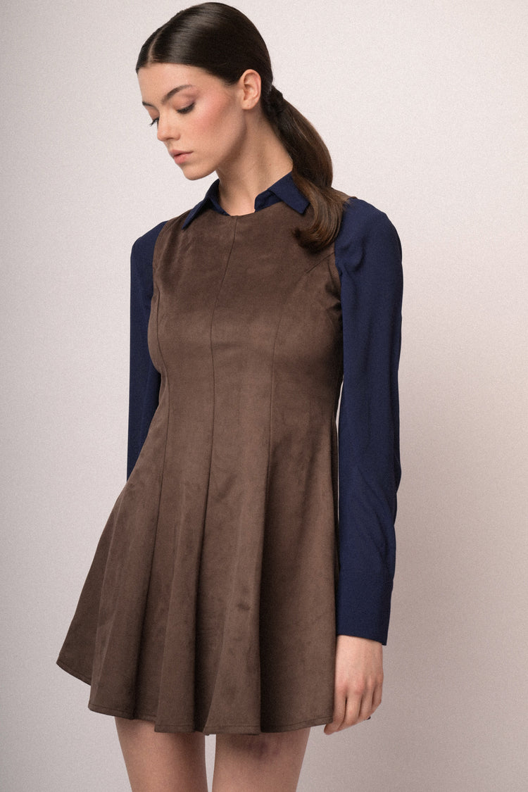 Mini abito in faux suede
