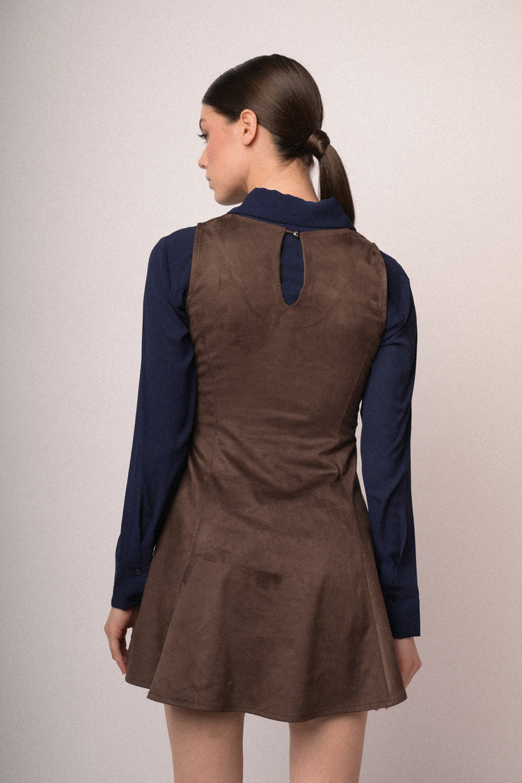 Mini abito in faux suede