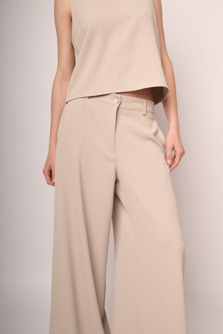 Pantaloni a gamba extra large beige