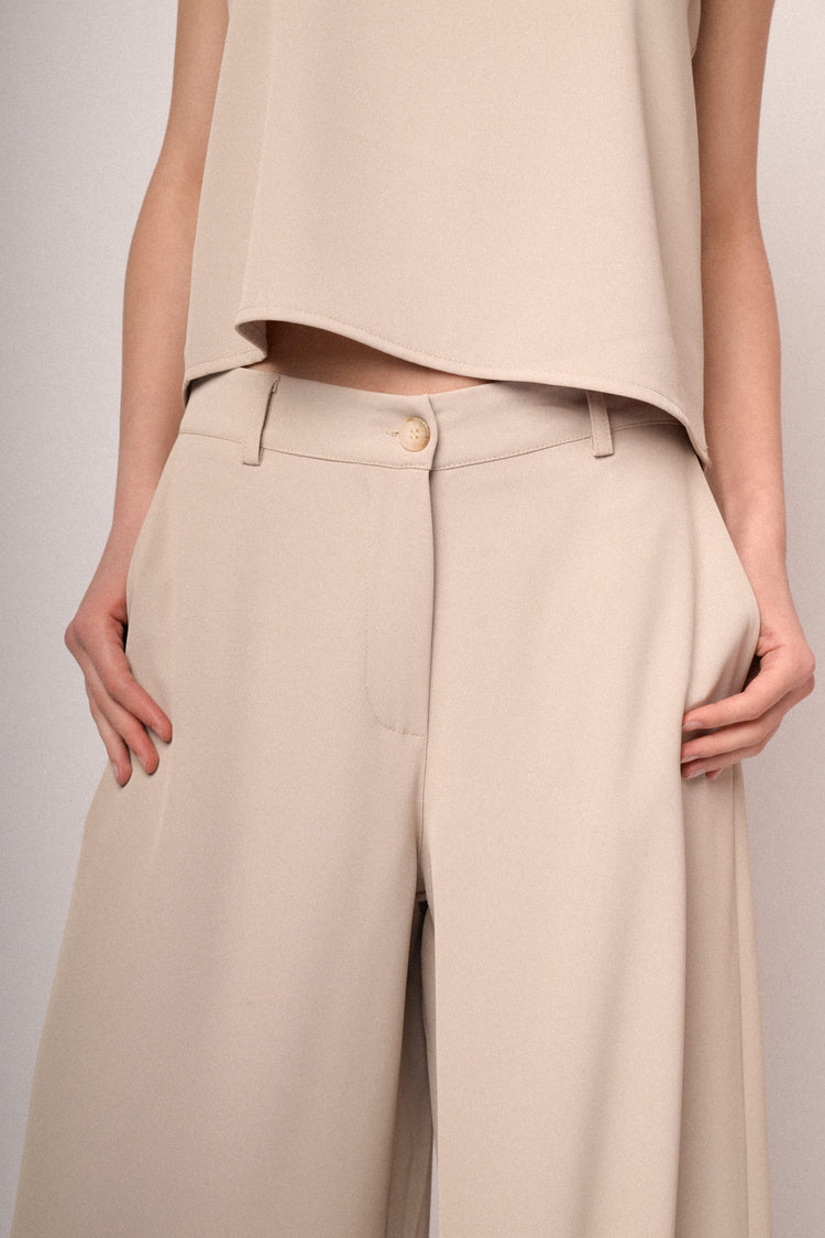 Pantaloni a gamba extra large beige