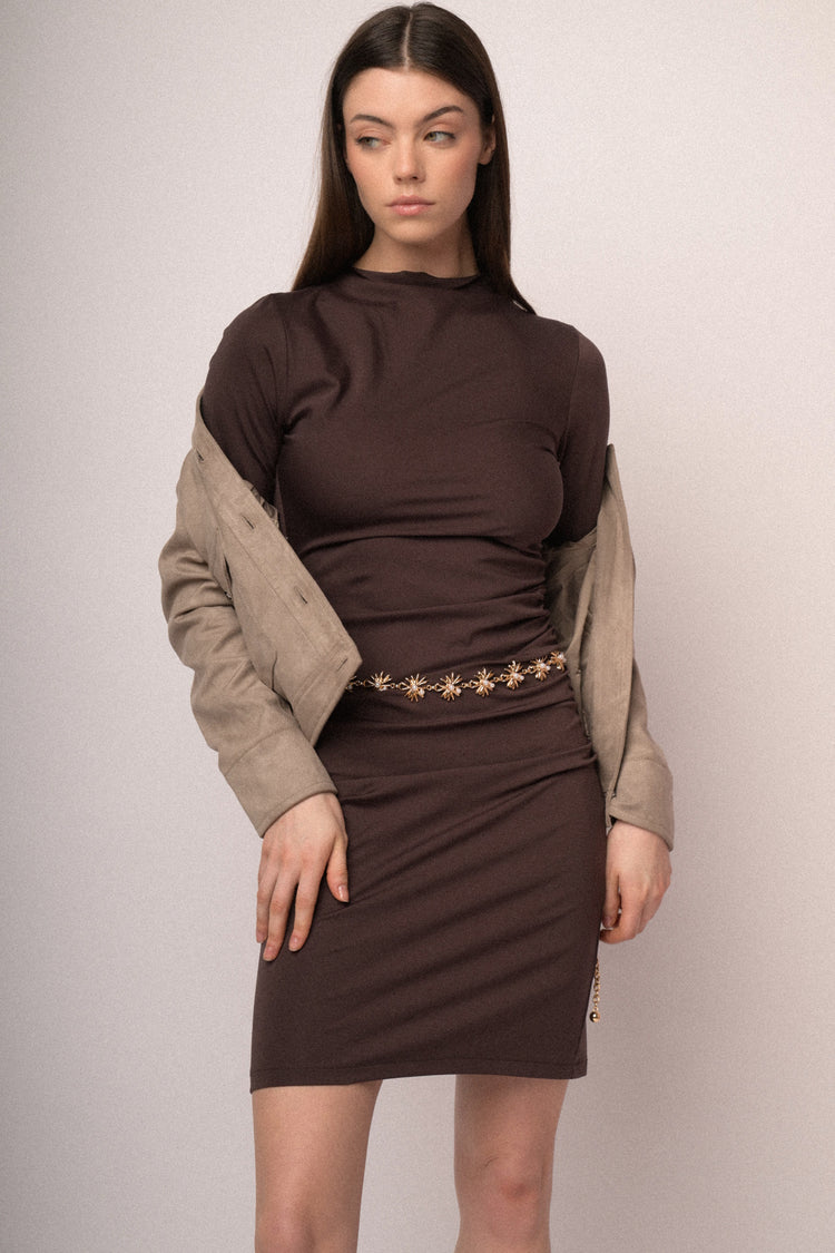 Mini abito a tubino con arricciatura