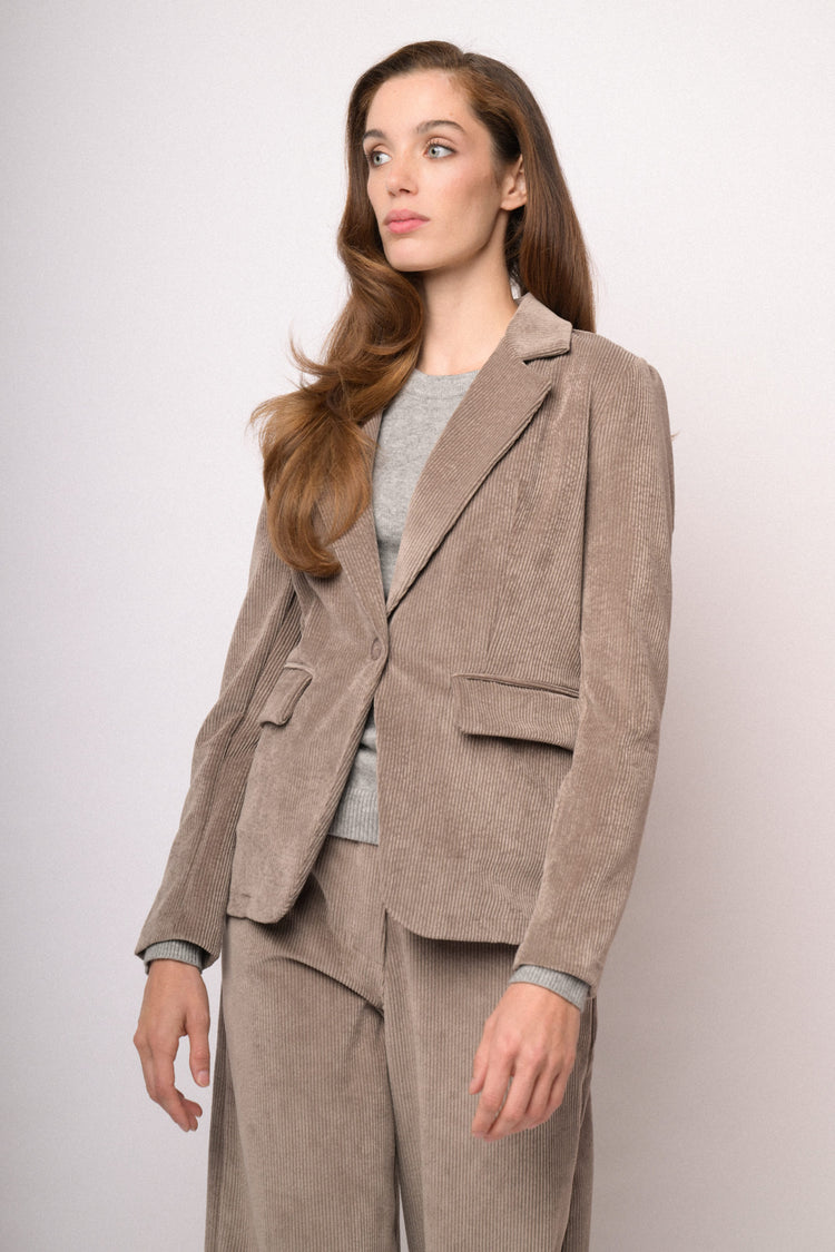 Blazer in velluto a coste tortora