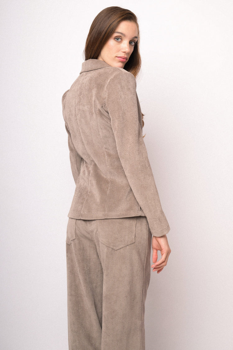 Blazer in velluto a coste tortora